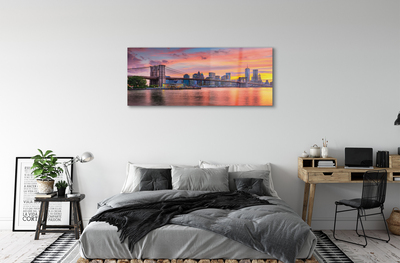 Glass print Sunrise bridge