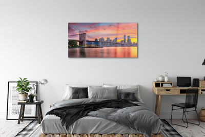 Glass print Sunrise bridge