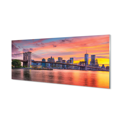 Glass print Sunrise bridge