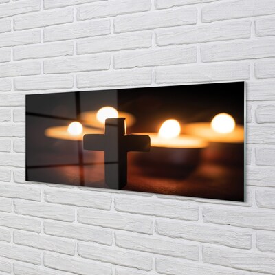 Glass print Cross of candles