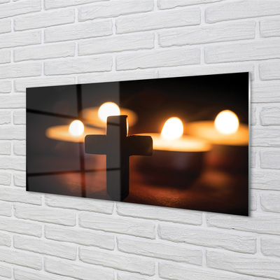 Glass print Cross of candles