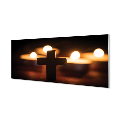 Glass print Cross of candles