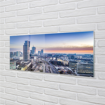 Glass print Panorama sunrise warsaw