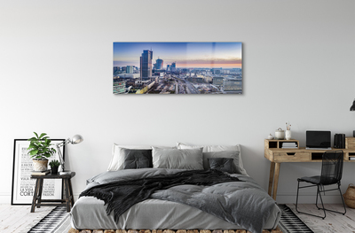 Glass print Panorama sunrise warsaw