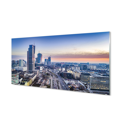 Glass print Panorama sunrise warsaw