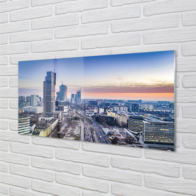 Glass print Panorama sunrise warsaw