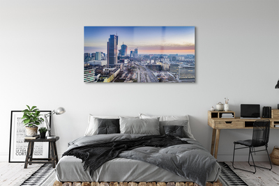 Glass print Panorama sunrise warsaw