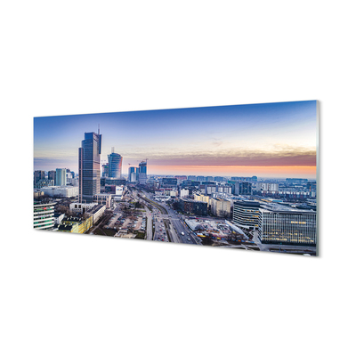 Glass print Panorama sunrise warsaw