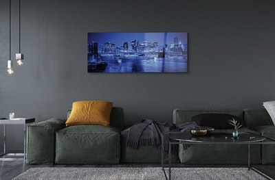 Glass print River skyscrapers bridge panorama