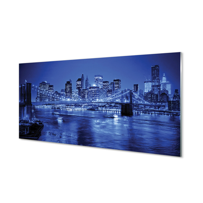 Glass print River skyscrapers bridge panorama