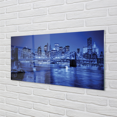 Glass print River skyscrapers bridge panorama