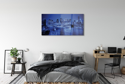 Glass print River skyscrapers bridge panorama