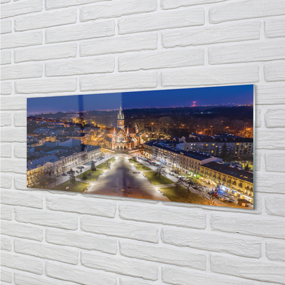 Glass print Night view of the church of krakow