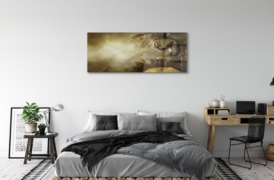 Glass print Cloud dragon mountain gold