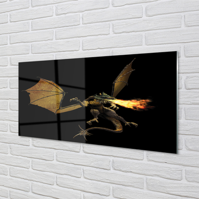 Glass print Fire-breathing dragon