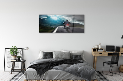 Glass print Road mountain man sky