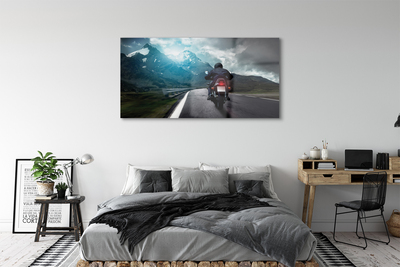 Glass print Road mountain man sky