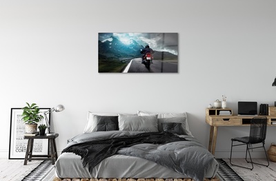 Glass print Road mountain man sky