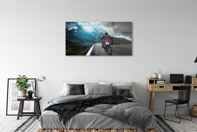 Glass print Road mountain man sky