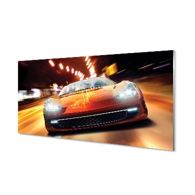 Glass print Lights sports car city