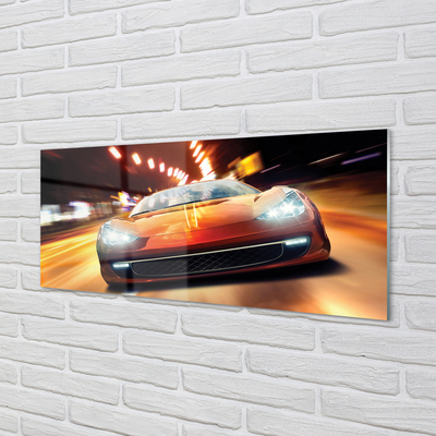 Glass print Lights sports car city