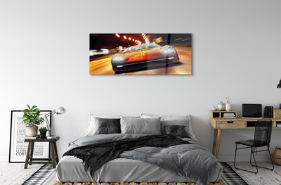 Glass print Lights sports car city