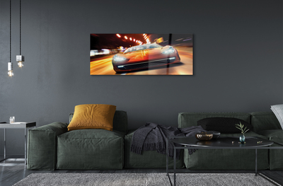 Glass print Lights sports car city