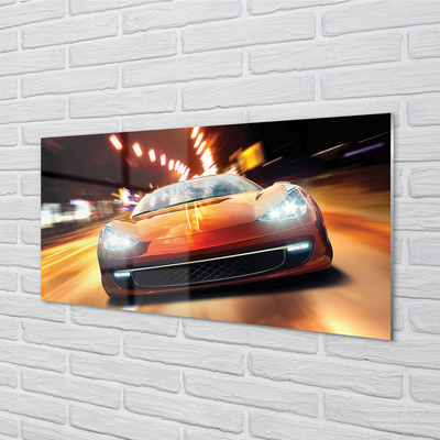 Glass print Lights sports car city