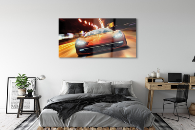 Glass print Lights sports car city