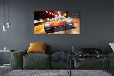 Glass print Lights sports car city