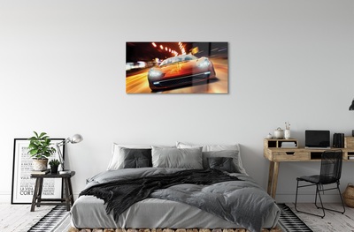 Glass print Lights sports car city