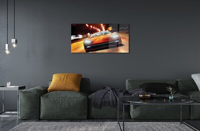 Glass print Lights sports car city