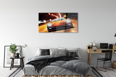 Glass print Lights sports car city