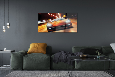 Glass print Lights sports car city