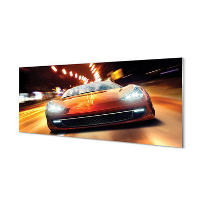 Glass print Lights sports car city