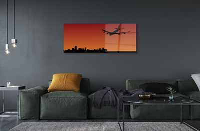 Glass print Airplane sky