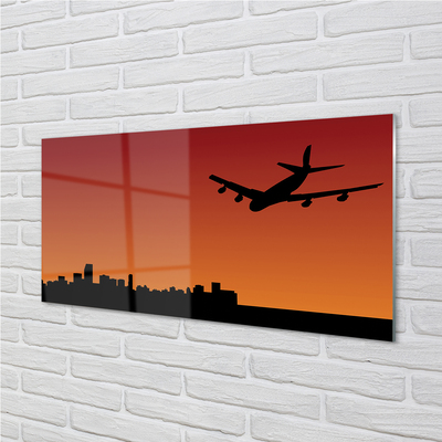 Glass print Airplane sky