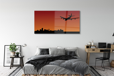 Glass print Airplane sky