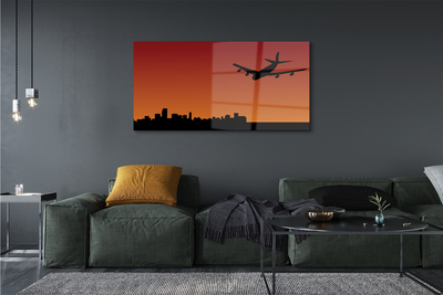 Glass print Airplane sky