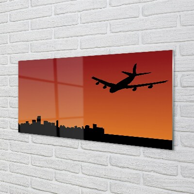 Glass print Airplane sky