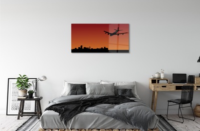 Glass print Airplane sky