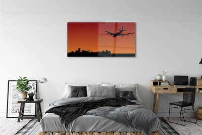 Glass print Airplane sky