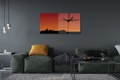 Glass print Airplane sky