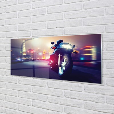 Glass print Sky city motorcycle