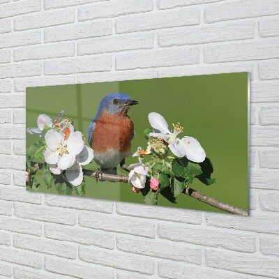 Glass print Flowers colorful parrot