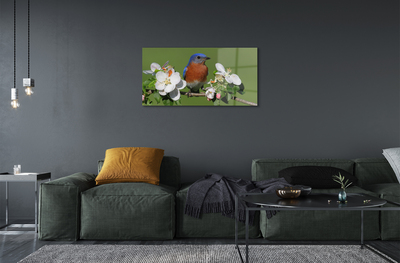 Glass print Flowers colorful parrot