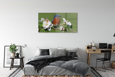 Glass print Flowers colorful parrot