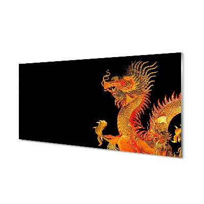 Glass print Japanese gold dragon