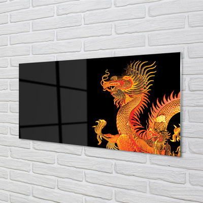 Glass print Japanese gold dragon