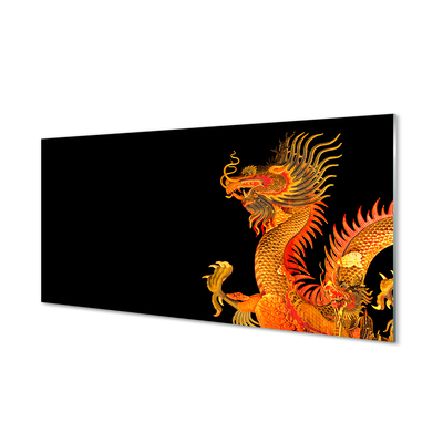 Glass print Japanese gold dragon